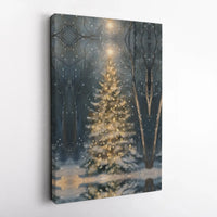 Winter Forest Landscape Canvas, Snowy Christmas Tree Canvas Wall Art, Comfy Holiday Canvas Print, Rustic Winter Pine Wall Art Canvas