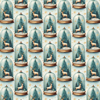 Reindeer Christmas Tree Gift Wrap, Winter Snow Globe Wrapping Paper, Elegant Holiday Wrapping Paper, Festive Winter Season Wrapping Paper