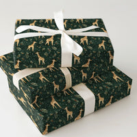 Holly and Snowflake Giraffe Gift Wrap, Christmas Giraffe Wrapping Paper, Winter Giraffe Wrapping Paper, Forest Green Holiday Present Wrap