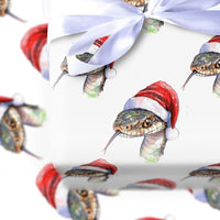Watercolor Santa Hat Snake Gift Wrap, Christmas Snake Wrapping Paper, Humorous Reptile Holiday Paper, Adorable Animal Lover Xmas Gift Wrap Roll
