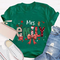 Custom Name Letter Holiday Shirt, Personalized Christmas T-Shirt, Matching Family Xmas Tee, Merry Christmas Present for Family