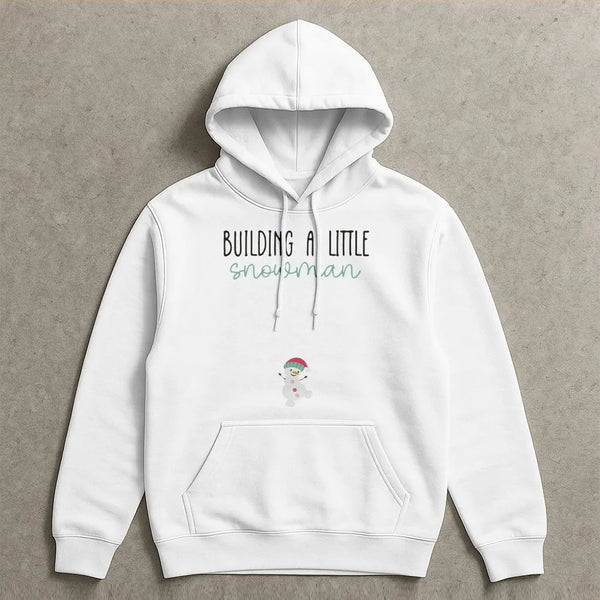 Christmas Pregnancy Reveal Sweatshirt, Building a Little Snowman Hoodie, Winter Baby Announcement Pullover, Adorable Mom to B