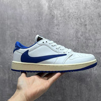 Low Top Sneakers, White Blue Colorway, Reverse Hook Design, Lace Up Design, Casual Gift for Sneaker Fans