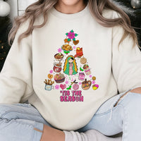 Virgin of Guadalupe Tree Crewneck, Mexican Christmas Sweatshirt, Latinx Holiday Sweater, Virgen de Guadalupe Pullover, Mexican Xmas Present