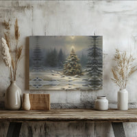 Snowy Landscape Wall Art, Winter Forest Christmas Tree Canvas Art, Holiday Season Pine Tree Canvas Print, Winter Scenery Canvas Decor Present