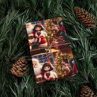 Santa Claus Holiday Wrapping Paper, Santa and Girl Christmas Wrapping Paper, Retro Xmas Gift Wrap, Winter Holiday Wrapping Paper Roll
