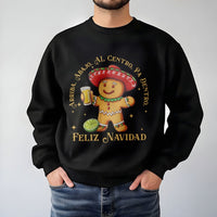 Humorous Gingerbread Tequila Toast Sweatshirt, Mexican Christmas Sweatshirt, Feliz Navidad Holiday Sweater, Spanish Fiesta Drinking Sweatshirt