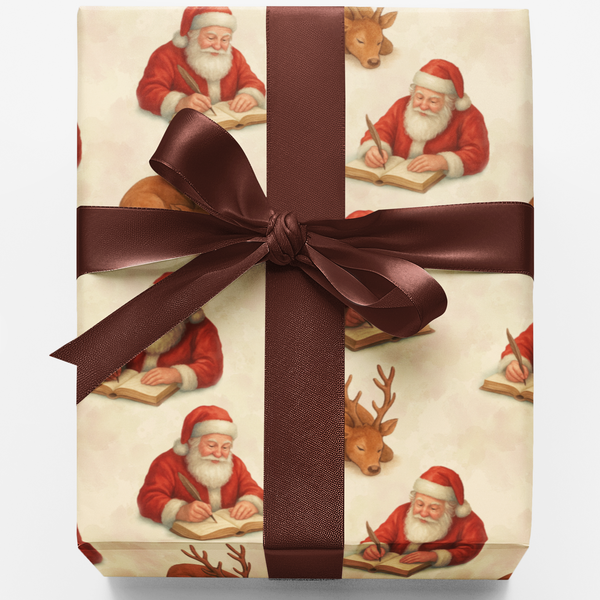 Retro Reindeer Holiday Gift Wrap, Vintage Santa Christmas Wrapping Paper, Festive Winter Present Wrapping Paper, Xmas Season 