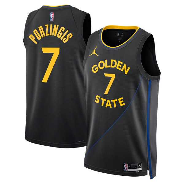 Golden State Warriors 2024/25 Statement Edition Swingman Jersey - Black - Kristaps Porziņģis