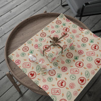 Festive Postal Stamp Holiday Gift Wrap, Vintage Christmas Wrapping Paper, Retro Postage Wrapping Paper Roll, Xmas Gift Wrap Paper Roll