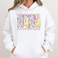 Floral Checkerboard Nana Sweatshirt, God Made Me a Nana Hoodie, Grandmother Graphic Hooded Pullover, Blessed Nana Christmas Present