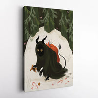 Dark Folklore Forest Canvas Print, Krampus Christmas Canvas Wall Art, Gothic Holiday Wall Art, Creepy Krampus Canvas Decor, Winter Xmas Present