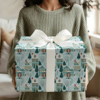 Winter Wonderland Gift Wrap, Snowy Christmas Village Wrapping Paper, Comfy Holiday House Wrapping Paper, Nostalgic Christmas Gift Wrap Roll