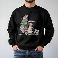 Holiday Dog Lover Sweatshirt, Golden Retriever Golf Cart Christmas Sweatshirt, Adorable Xmas Puppy Sweatshirt, Golfer Crewneck