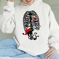 Skeleton Baby Santa Hat Graphic Sweatshirt, Christmas Pregnancy Hoodie, Adorable Maternity Holiday Pullover, Expecting Mom Present