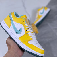 Retro Low Top Sneakers, White Yellow Colorway, Lace Up Design, Casual Gift for Sneaker Fans