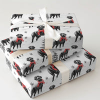 Winter Dog in Red Scarf Gift Wrap, Black Lab Wrapping Paper, Snowy Labrador Christmas Wrapping Paper, Holiday Dog Lover Wrapping Paper