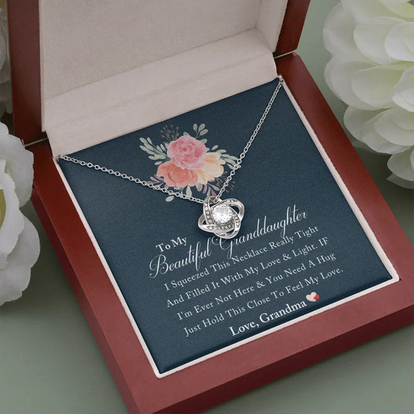 Love Knot Pendant Necklace, Granddaughter Love Knot Necklace from Grandma, Christmas Love Knot Jewelry, Birthday CZ Present f
