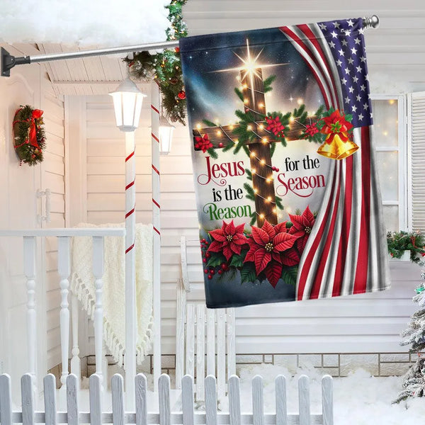 Christian Christmas Yard Flag, Jesus Is the Reason for the Season Garden Flag, Double Sided Religious Holiday Lawn Flag Prese