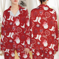 Western Cowboy Santa Pajamas, Ho Ho Howdy Satin Pajama Set, Retro Christmas Sleepwear, Country Holiday Pajama Set, Winter Present for Women