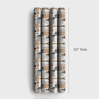 Snowy Eiffel Tower Gift Wrap, Paris Christmas Wrapping Paper, French Cityscape Wrapping Paper, Holiday Travel Present Paper Roll
