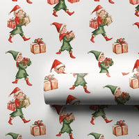 Retro Holiday Elf Gift Wrap, Vintage Christmas Elves Wrapping Paper, Whimsical Christmas Wrapping Paper, Nostalgic Xmas Present Paper Roll