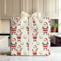 Sporty Holiday Gift Wrap, Tennis Santa Christmas Wrapping Paper, Tennis Coach Xmas Present Wrap, Humorous Tennis Player Holiday Wrapping Paper