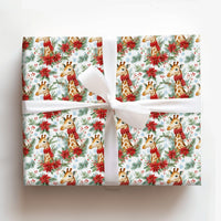 Watercolor Safari Animal Gift Wrap, Christmas Giraffe Wrapping Paper, Red Scarf Giraffe Wrapping Paper, Holiday Present Gift Wrap Roll