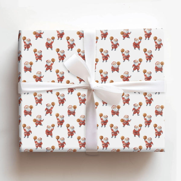 Sports Santa Claus Gift Wrap, Basketball Santa Wrapping Paper, Holiday Basketball Wrapping Paper, Retro Christmas Present Wra