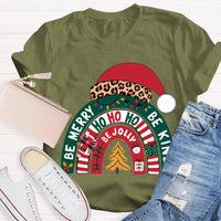 Santa Hat Holiday Shirt, Be Merry Be Jolly Be Kind Christmas T-Shirt, Positive Vibe Winter Tee, Festive Merry Christmas Graphic T-Shirt
