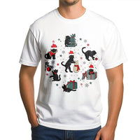 Adorable Festive Kittens Shirt, Black Cat Christmas T-Shirt, Retro Holiday Cat Graphic Tee, Spooky Season Xmas T-shirt, Present for Cat Lovers