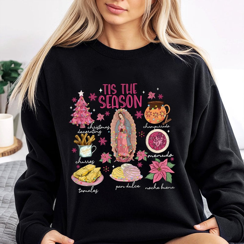 Tamales Holiday Graphic Crewneck, Tis the Season Mexican Food Sweatshirt, Feliz Navidad Mexican Christmas Pullover, Latina Xmas Sweater