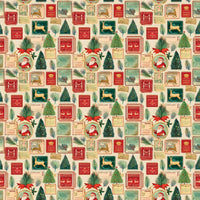 Retro Postage Stamp Gift Wrap, Vintage Holiday Stamps Christmas Wrapping Paper, Nostalgic Xmas Wrapping Paper, Seasonal Present Paper