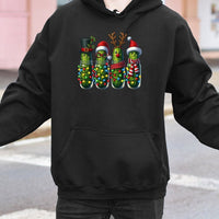 Adorable Dill Pickle Hoodie, Humorous Christmas Pickle Hoodie, Festive Character Xmas Hoodie, Holiday Food Humor Sweatshirt, Pickle Lover Present