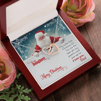 Christmas Heart Necklace, To Daughter from Dad Interlocking Hearts Necklace, Cubic Zirconia Pendant Necklace, Sentimental Keepsake Present