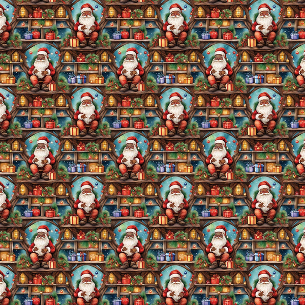 Treehouse Holiday Gift Wrap, Santa Tree Fort Christmas Wrapping Paper, Santa Clubhouse Wrapping Paper, Festive Xmas Gift Wrap