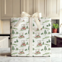 Watercolor Golfing Christmas Gift Wrap, Golf Santa Wrapping Paper, Golf Cart Santa Holiday Wrapping Paper, Golfer Sports Gift Wrap Roll