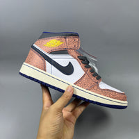 High Top Sneakers, White Black Orange Colorway, Lace Up Design, Casual Gift for Sneaker Fans