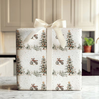Dirt Bike Holiday Gift Wrap, Motocross Christmas Wrapping Paper, Red Dirtbike Christmas Wrapping Paper, Motorcycle Rider Holiday Present Paper