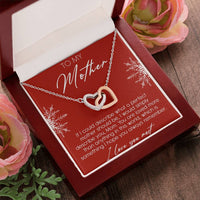 CZ Linked Heart Pendant, To My Mother Interlocking Hearts Necklace, Sentimental Mom Heart Necklace, Christmas Birthday Present for Mother