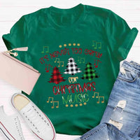 Humorous Music Teacher Shirt, Never Too Early for Christmas Music T-Shirt, Christmas Music Lover Graphic Tee, Musician Holiday Present Shirt