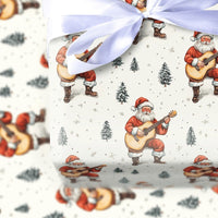 Musical Santa Claus Holiday Gift Wrap, Acoustic Guitar Santa Wrapping Paper, Musician Xmas Wrapping Paper, Festive Christmas Wrapping Paper