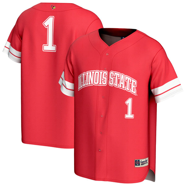 #1 Illinois State Redbirds Lightweight Collegiate Baseball Fashion Jersey - Red