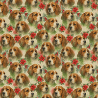 Hound in Holly Dog Wrapping Paper, Beagle Christmas Wrapping Paper, Festive Puppy Wrapping Paper, Holiday Pet Gift Wrap Roll