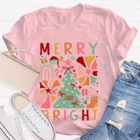 Festive Holiday Graphic Tee, Merry and Bright Christmas Trees T-Shirt, Adorable Winter Tree Shirt, Christmas Season Unisex Apparel Present