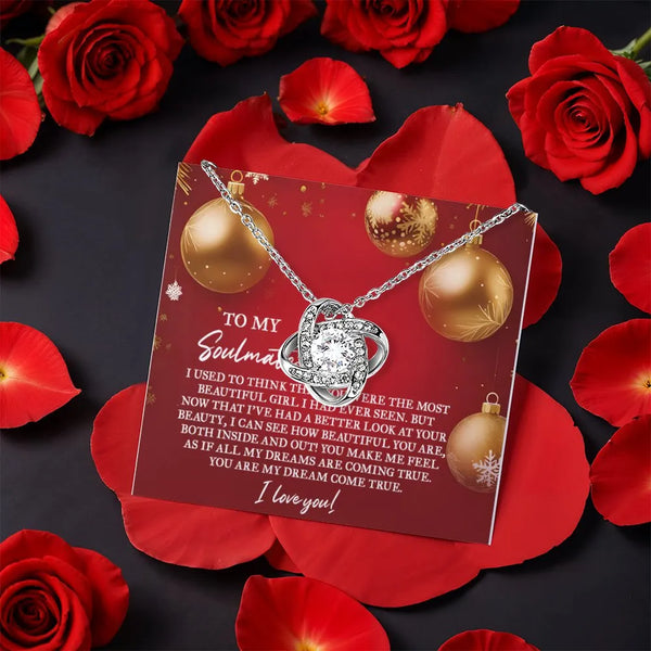 Eternal Bond Love Knot Necklace, Soulmate Love Knot Necklace, CZ Crystal Love Knot Pendant, Romantic Wife Necklace, Christmas