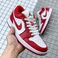 Low Top Sneakers, White Red Gold Colorway, Lace Up Design, Casual Gift for Sneaker Fans
