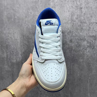 Low Top Sneakers, White Blue Colorway, Reverse Hook Design, Lace Up Design, Casual Gift for Sneaker Fans