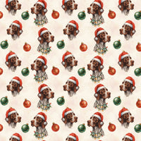 Festive Hunting Dog Gift Wrap, Pointer Dog Christmas Wrapping Paper, Santa Hat Pet Holiday Gift Wrap, Dog Lover Christmas Present Paper Roll
