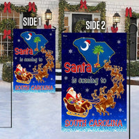 Santa Is Coming SC Flag, South Carolina Christmas Garden Flag, Double Sided Palmetto Holiday Garden Flag, Festive Southern Yard Decor